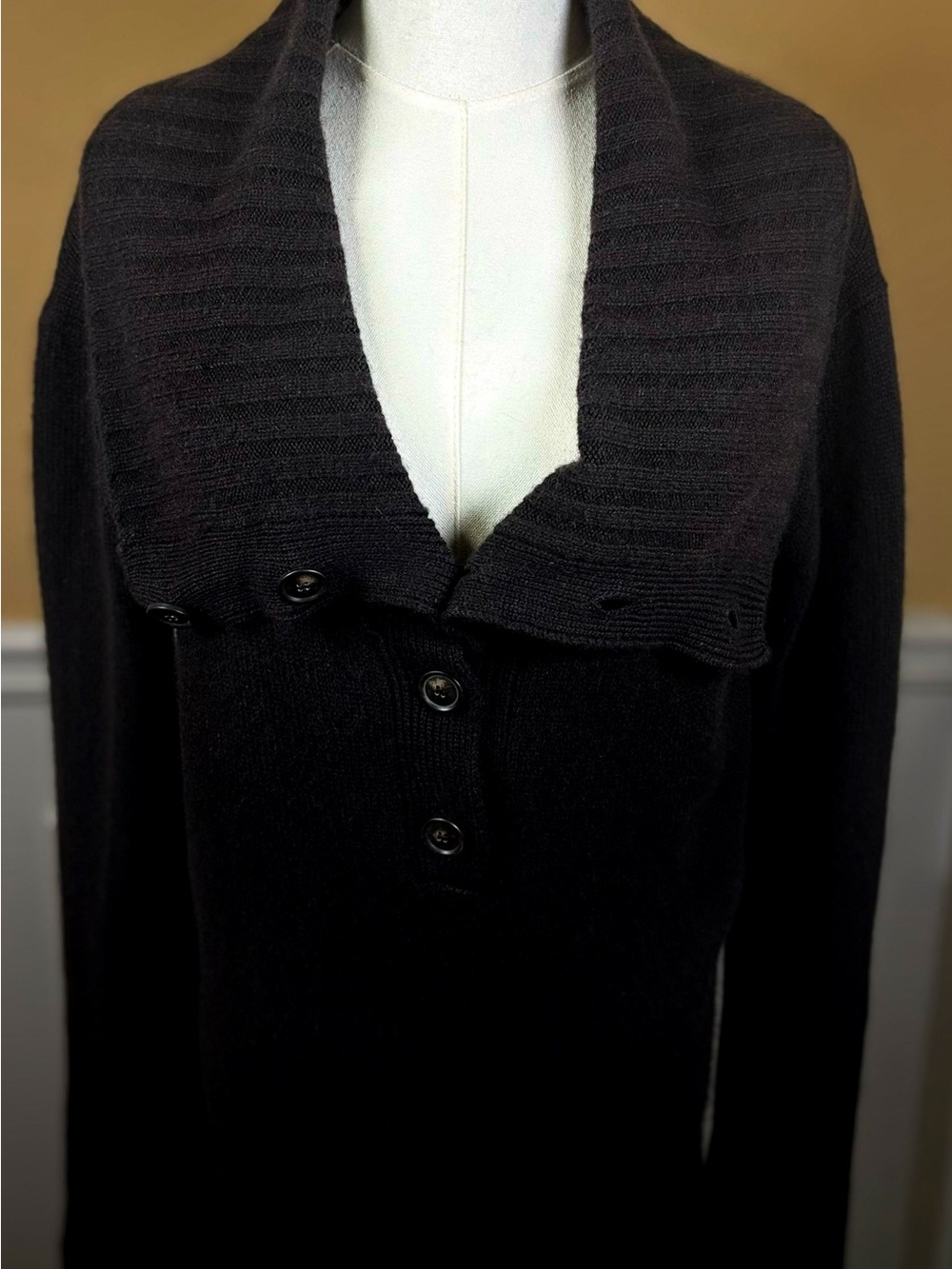 🖤 THEORY 100% Cashmere Convertible Collar Sweater L Black
